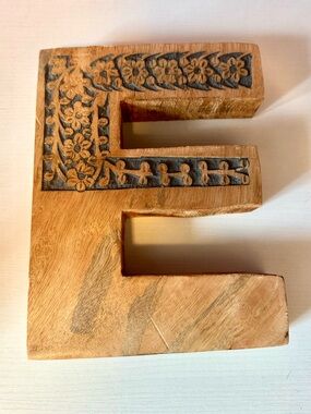 Handcrafted Wooden Letter “”E